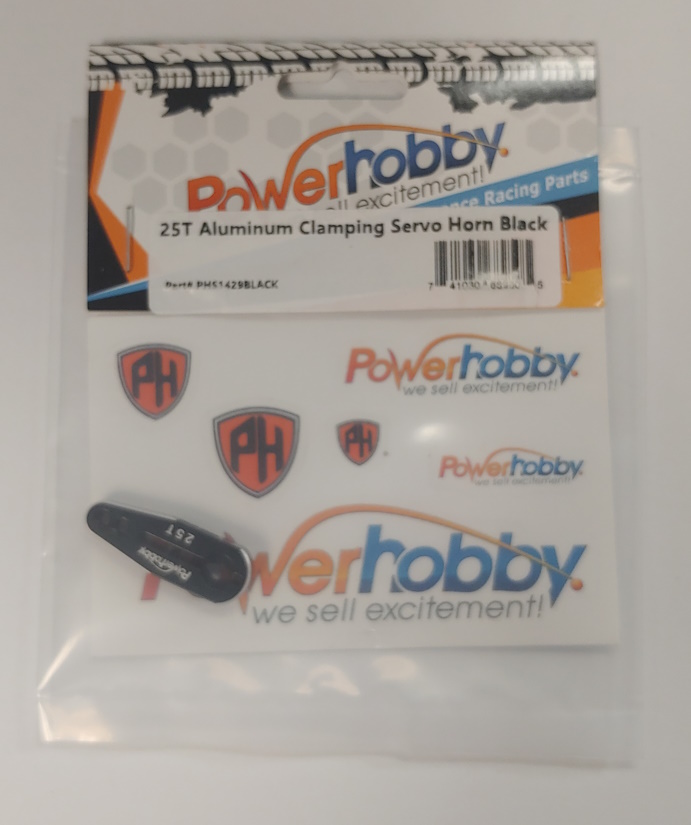 Power Hobby PHS1429BLACK-SD Scratch and Dent 25T Aluminum Clamping Servo Horn Black MISSING SCREWS