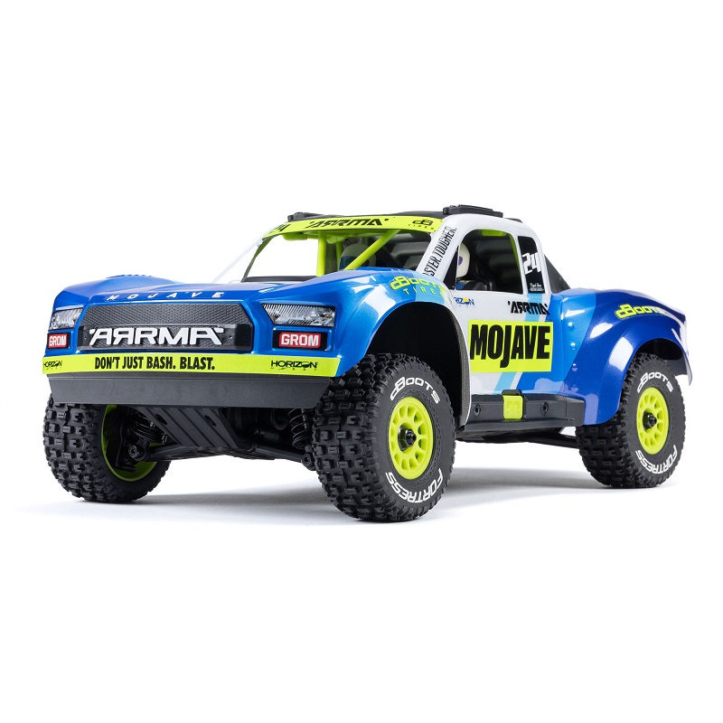 ARRMA 2104T2 MOJAVE GROM MEGA 380 Brushed 4X4 Small Scale Desert Truck RTR with Battery & Charger, Blue/White