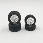 1RC Racing 5527 FR/RR Tires & Chrome Wheels, Hoosier, 1/18 Midget (4)