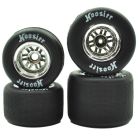 1RC Racing 5568 FR/RR Soft Tires & Chrome Wheels, 1/18 Super Mod (4)