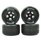 1RC Racing 5572 FR/RR HT Soft Tires & Black Wheels, 1/18 Asphalt Modified (4)