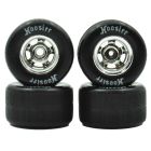 1RC Racing 5573 FR/RR HT Soft Tires & Chrome Wheels, 1/18 Asphalt Modified (4)