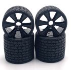Gravity RC 142B TYPE12 Mounted Rubber Tires on Black Weels (1/12th)