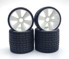 Gravity RC 142W TYPE12 Mounted Rubber Tires on White Weels (1/12th)