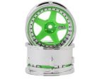 DS Racing -DE-028 Drift Element 5 Spoke Drift Wheels (Flu Green/Chrome Lip/Black Rivet) (2) (Adjustable Offset) w/12mm Hex