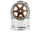DS Racing -DE-222 Drift Element 6 Spoke Drift Wheels (Bronze & Chrome w/Gold Rivets) (2) (Adjustable Offset) w/12mm Hex