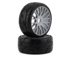 GRP Tires GRPGTK03-XM5 GT - TO3 Revo Belted Pre-Mounted 1/8 Buggy Tires (Silver) (2) (XM5)