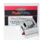 Power Hobby PHF10FANSILVER Aluminum Motor Heatsink Cooling Fan 1/10 540 / 550 Size Motor Silver