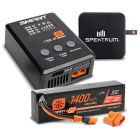 Spektrum XPSS215 Smart Powerstage Bundle: 1400mAh 2S 30C LiPo Battery (IC2) / S100 Charger /  65W Power Block / Adapter