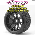 Sweep Racing C1004B Monster Truck 3.8 Land Crusher Belted Tire Pre-Glued on WHD Black Wheels