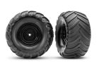 Traxxas 3663-BLK Black Monster Truck Wheels & Terra Groove Tires (2)
