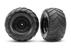 Traxxas 3665-BLK Black Monster Truck Wheels & Terra Groove Tires (2)