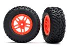 Traxxas 5892 SCT Tires MNTD Split-Spoke Wheels Orange 
