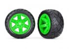 Traxxas 6768G Mounted Rustler 2WD Rear Tires & Wheels (RXT Green 2.8' Wheels Anaconda Tires)