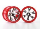Traxxas 7271 Wheels, Geode 2.2' (chrome, red beadlock style) (12mm hex) (2)
