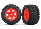 Traxxas 8672A Assembled Complete Pre-Glued Tires & Wheels, Orange TSM Rated (2) E-Revo 2.0