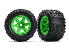 Traxxas 8672G Mounted Pre-Glued TSM Rated Tires & Green Wheels (2) E-Revo Brushless VXL 2.0