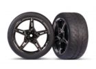 Traxxas 9371 Tires and wheels, assembled, glued (split-spoke black chrome wheels,Â 2.1' Response tires) (extra wide, rear) (2)