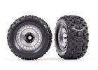 Traxxas 9572X Tires and wheels, assembled, glued (3.8' satin chrome wheels, satin chrome wheel covers, Sledgehammer tires, foam inserts) (2)