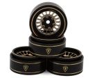 TREAL TSCX24-265 Treal Hobby Type D 1.0" Brass Beadlock Crawler Wheels (40g ea) (Black/Gold) (4)