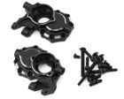 TREAL TTRX4-38 Treal Hobby Aluminum Steering Knuckles Portal Covers for Traxxas TRX-4 (Black) (2)
