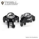 TREAL X0042Z756R Aluminum 7075 Front Steering Knuckles Spindle Set for 1/18 Mini LMT Monster Truck Grave Digger(Black)