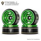 TREAL X004ELNODR 1.0 Beadlock Wheels Aluminium Wheel Rims for SCX24 TRX4M FCX24 1/24 1/18 RC Crawler -Type H(Green)