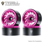 TREAL X004HH84I3 1.9 Beadlock Wheels - Cyclone Style CNC Machined Aluminum Rims (4-Pack) Pink/Purple for 1/10 RC Crawlers TRX4, SCX10 III, and Ascent(Pink)