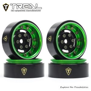 TREAL X003Z3L423 1.0 Beadlock Wheels Deep Dish (Green) Type F for SCX24 TRX-4M