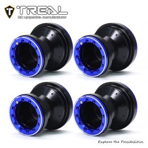TREAL X00445APS5 Aluminium 7075 Beadlock Weels Set of 4 for 1/18 Mini LMT (Black-Blue)
