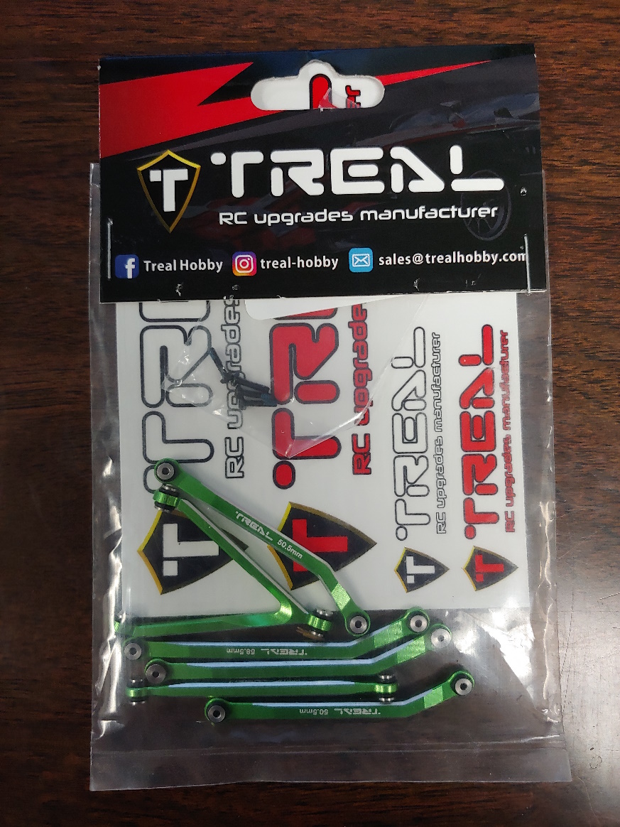 Scratch and Dent Treal TRLX002Y9B2S5 Aluminum 7075 High Clearance Links Set (4P) for SCX24 C-10 Jeep (Green) MISSING A LINK