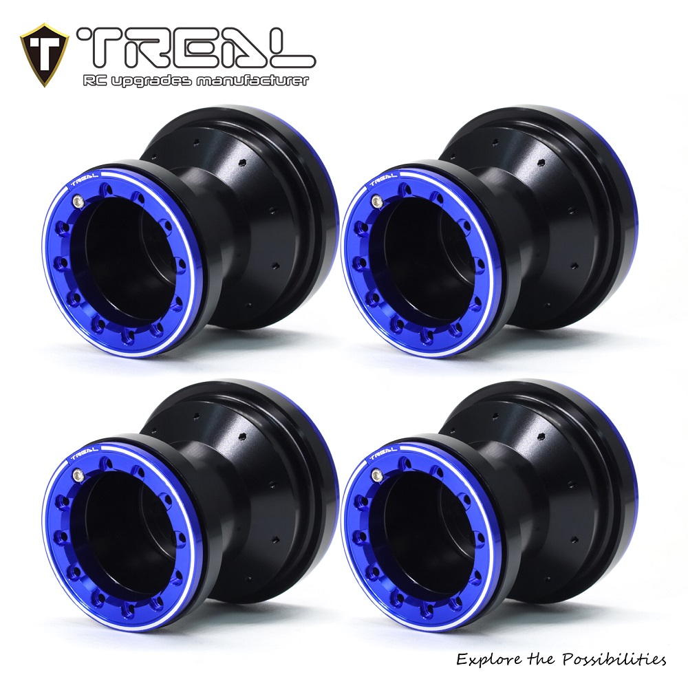 TREAL X00445APS5 Aluminium 7075 Beadlock Weels Set of 4 for 1/18 Mini LMT (Black-Blue)